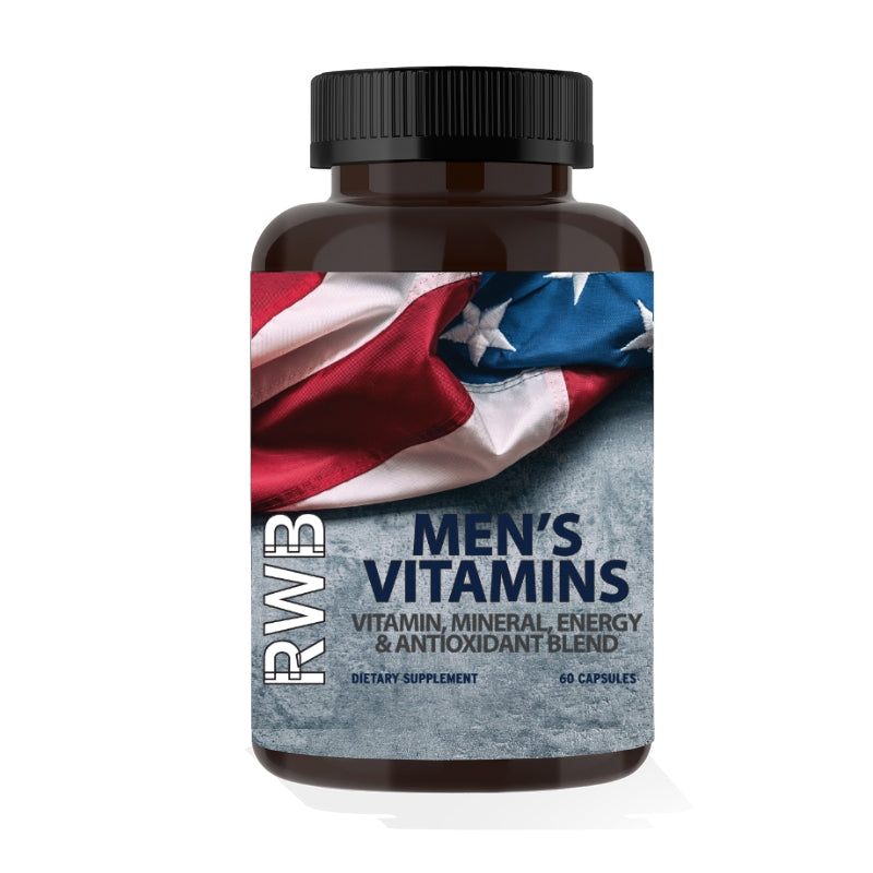 RWB Nutrition branded capsule bottle with grey label